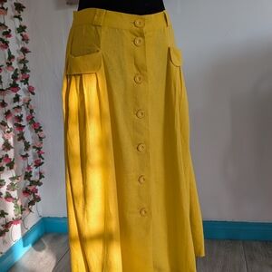 Modcloth Sunny Yellow Buttoned A-Line Skirt